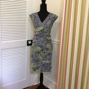 Purple, green & lavender Adriana Papell  dress.
